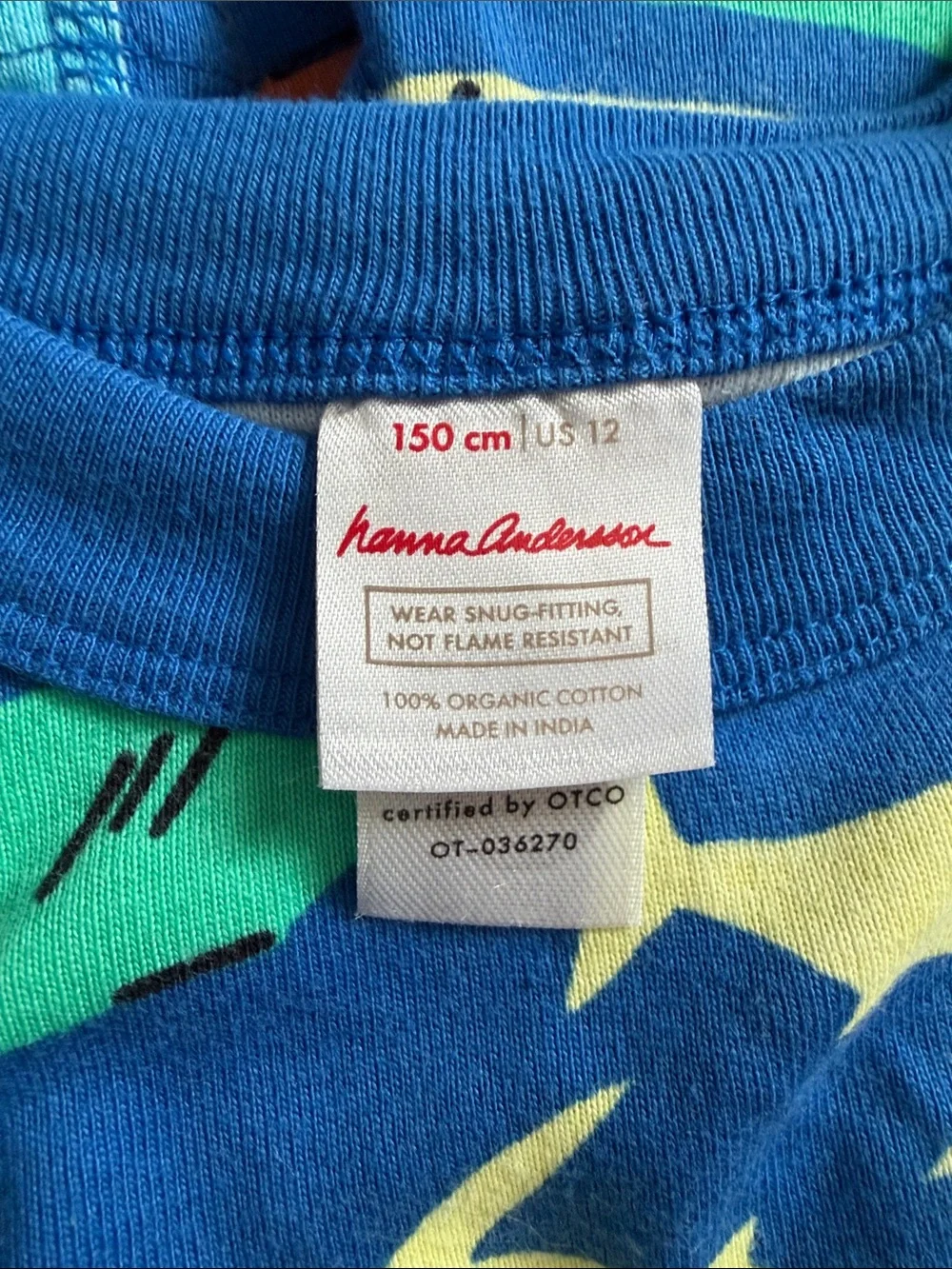 Hanna Andersson Blue Shark Print Tee with Yellow & Green Accents